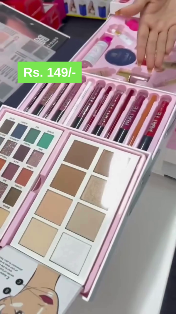 Ultimate All-in-One Makeup Kit – Complete Cosmetic Set with Eyeshadows, Lipsticks, Face Powders, Brushes & More – Affordable Beauty Box - Image 3