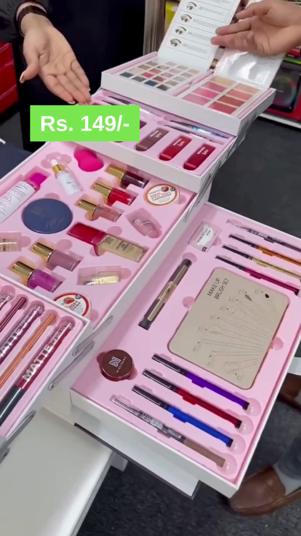 Ultimate All-in-One Makeup Kit – Complete Cosmetic Set with Eyeshadows, Lipsticks, Face Powders, Brushes & More – Affordable Beauty Box