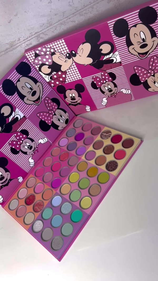 Mickey and Minnie Inspired 63-Color Eyeshadow Palette with Vibrant Matte, Shimmer, Glitter, and Metallic Shades in a Cute Cartoon-Themed Packaging for Creative and Colorful Eye Makeup Looks - Image 3