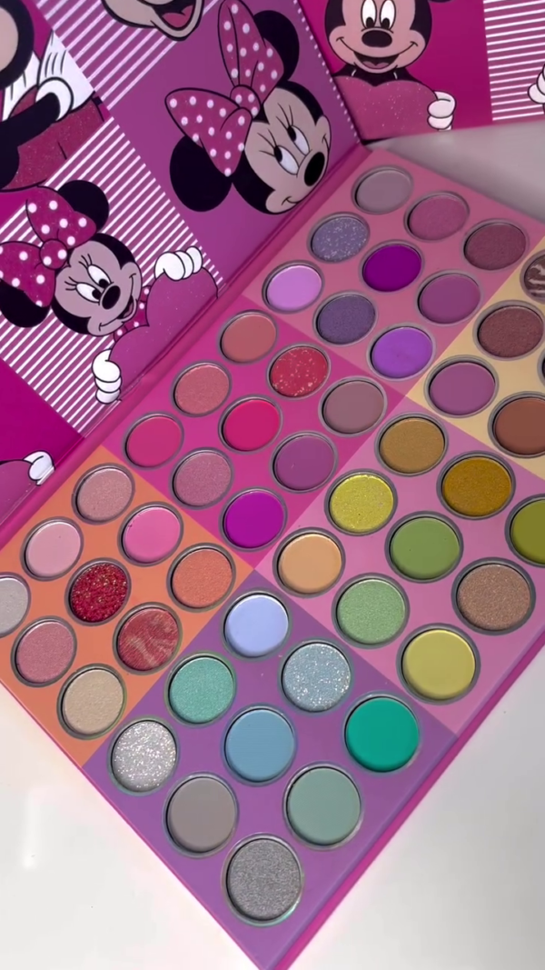 Mickey and Minnie Inspired 63-Color Eyeshadow Palette with Vibrant Matte, Shimmer, Glitter, and Metallic Shades in a Cute Cartoon-Themed Packaging for Creative and Colorful Eye Makeup Looks - Image 2