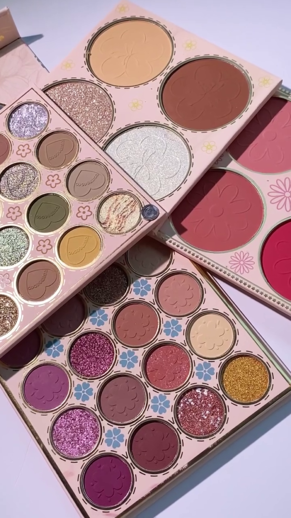 All-in-One 48-Color Face and Eyeshadow Palette Set with Matte, Glitter, and Shimmer Shades Featuring Blush, Highlighter, Bronzer, and Vibrant Pigmented Eyeshadows in a Floral-Themed Compact Design for Full Face Makeup Looks - Image 2