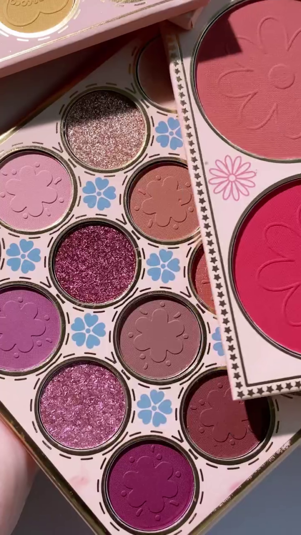 All-in-One 48-Color Face and Eyeshadow Palette Set with Matte, Glitter, and Shimmer Shades Featuring Blush, Highlighter, Bronzer, and Vibrant Pigmented Eyeshadows in a Floral-Themed Compact Design for Full Face Makeup Looks - Image 3