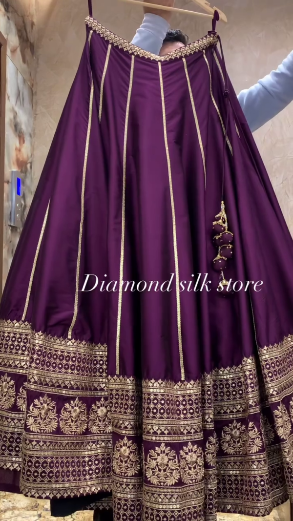 Regal Purple Silk Anarkali Lehenga Set with Intricate Zari & Embroidered Jacket – Elegant Party & Wedding Wear - Image 3