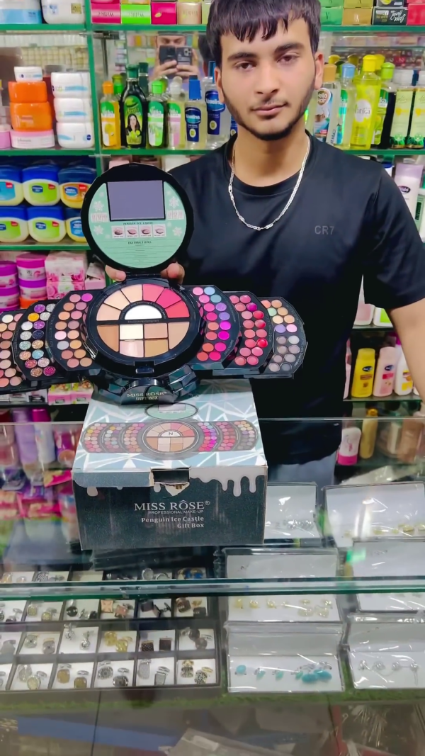 Miss Rose Professional Makeup Penguin Ice Capsule Gift Box – All-in-One Eyeshadow, Lipstick, and Blush Palette