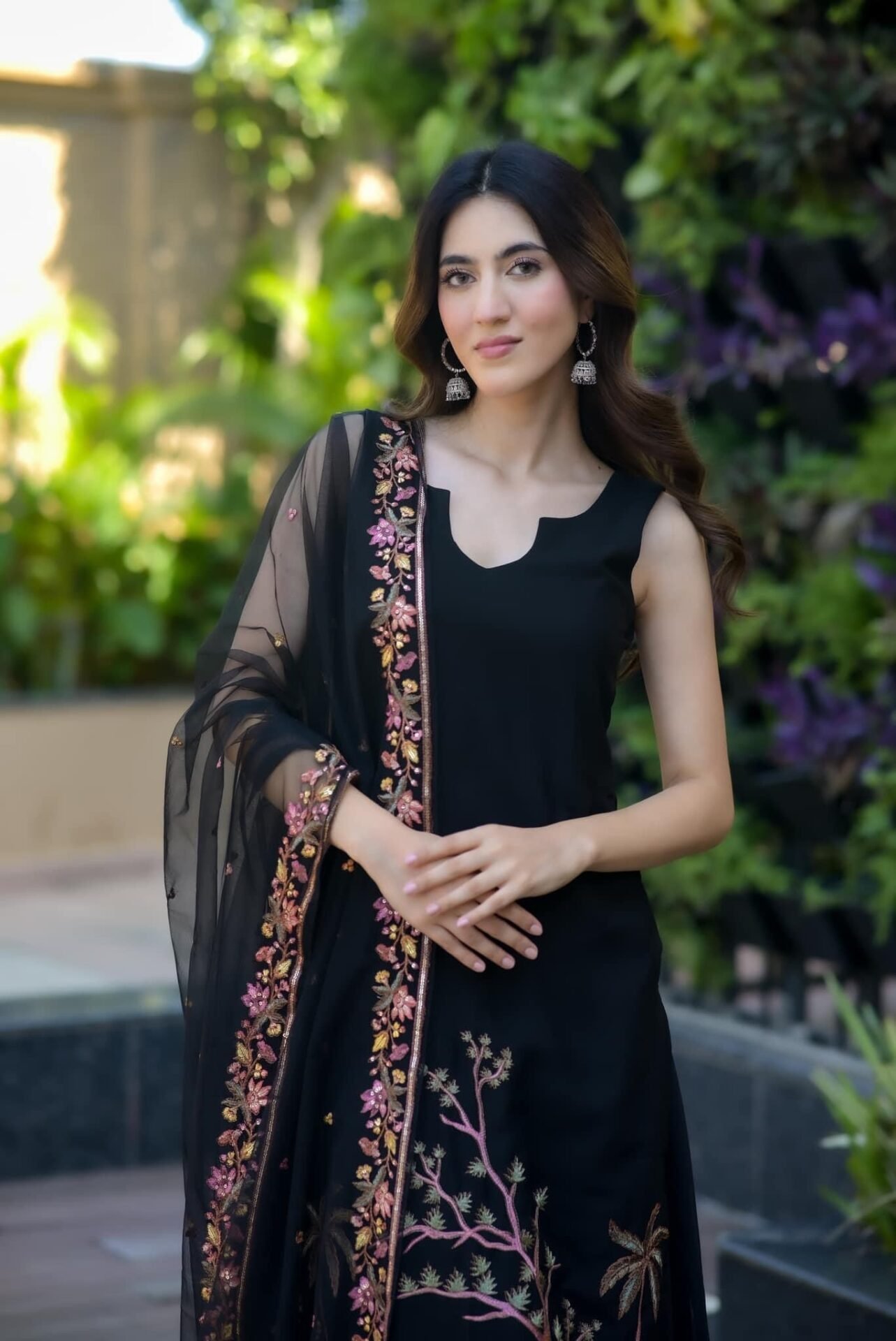 Shreya black Embroidered georgette set - Image 2