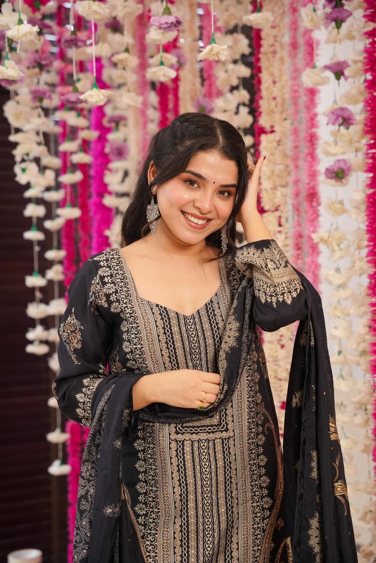 Starry black muslin suit set - Image 2