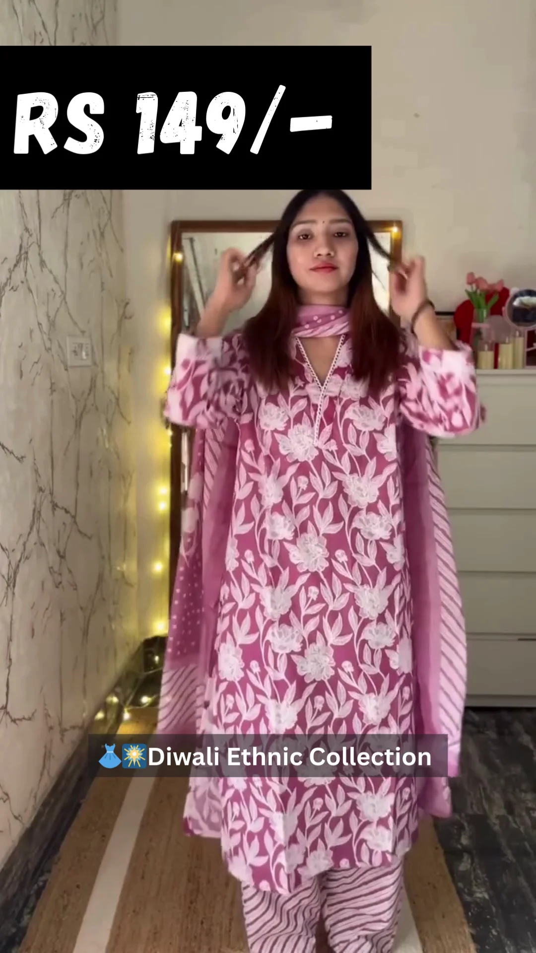 Graceful White Cotton Kurta with Indigo Printed Jacket and Dupatta