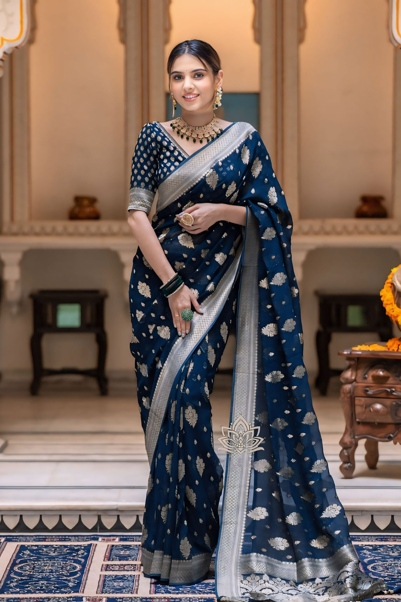 ALLIRING PERFECT WEAVED GEOGETTE KHADDI SAREE