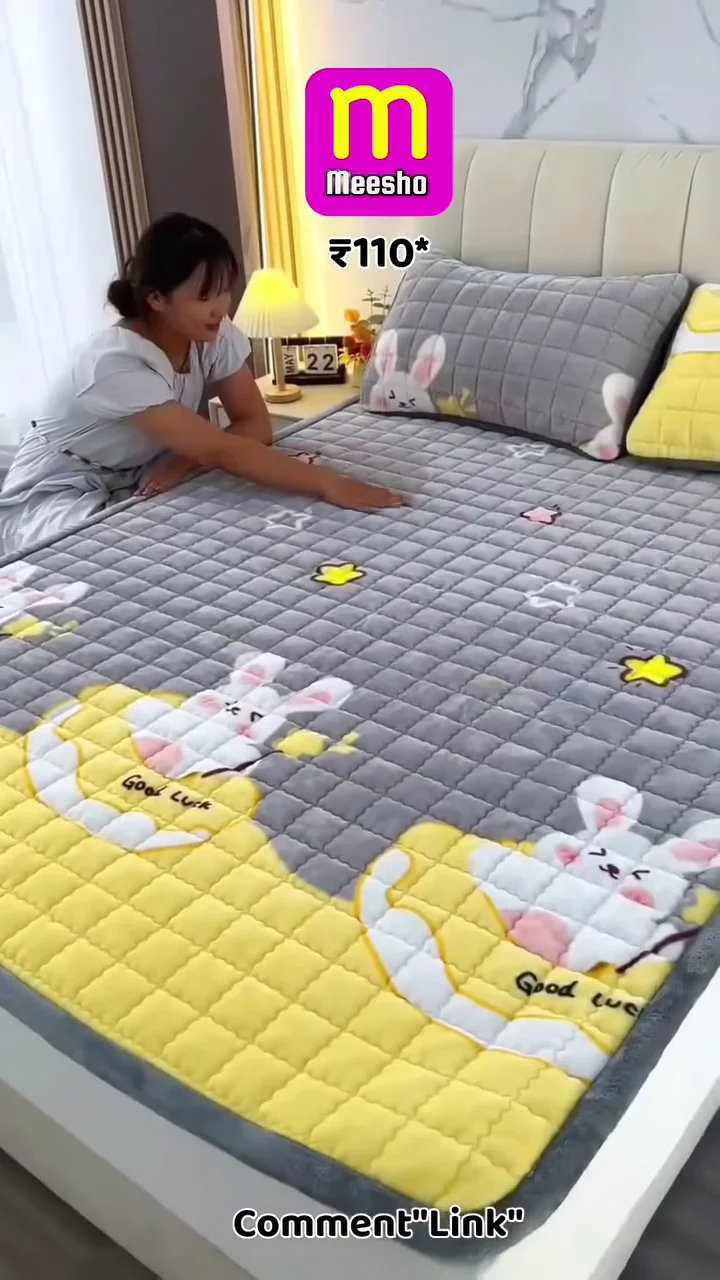 Premium Quilted Velvet Elastic Fitted Bedspread – Ultra-Soft Winter Mattress Protector with Matching Pillow Covers - Image 2